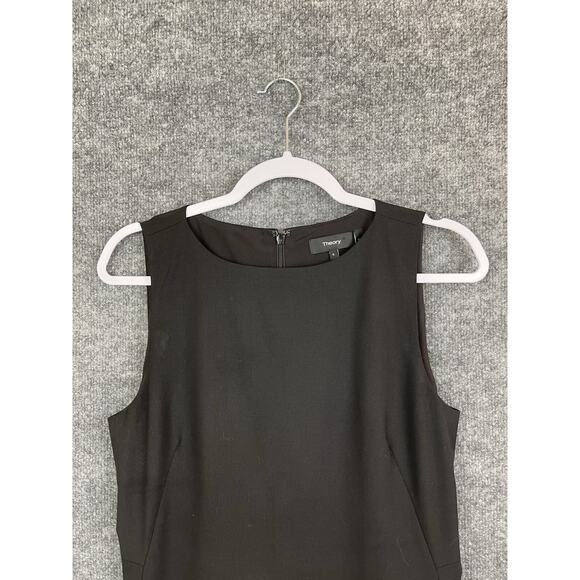 Theory Black Dress Women's Size 6 Pencil Sleeveless Work Wear Virgin Wool - Picture 2 of 12